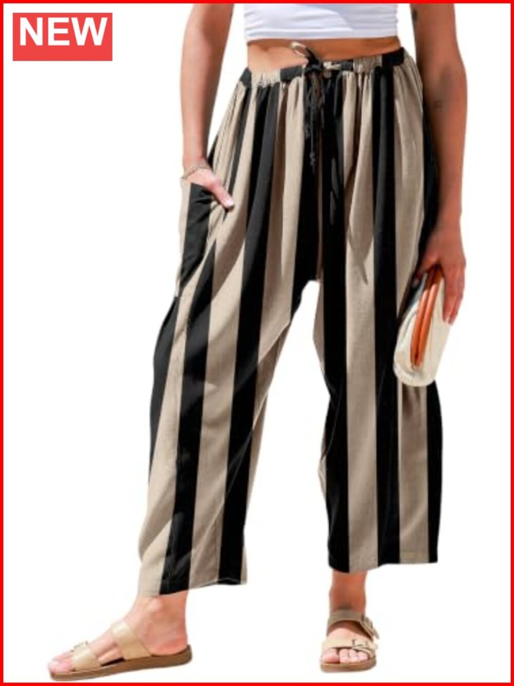 Wide leg linen pants with pocket